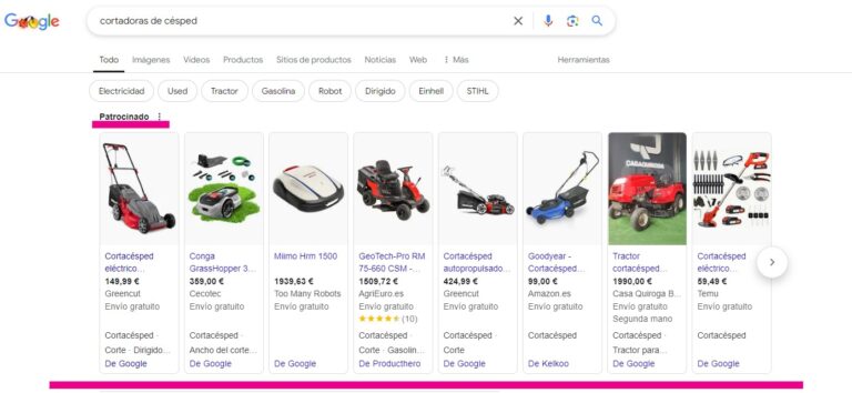 resultado serps de anuncios pagados